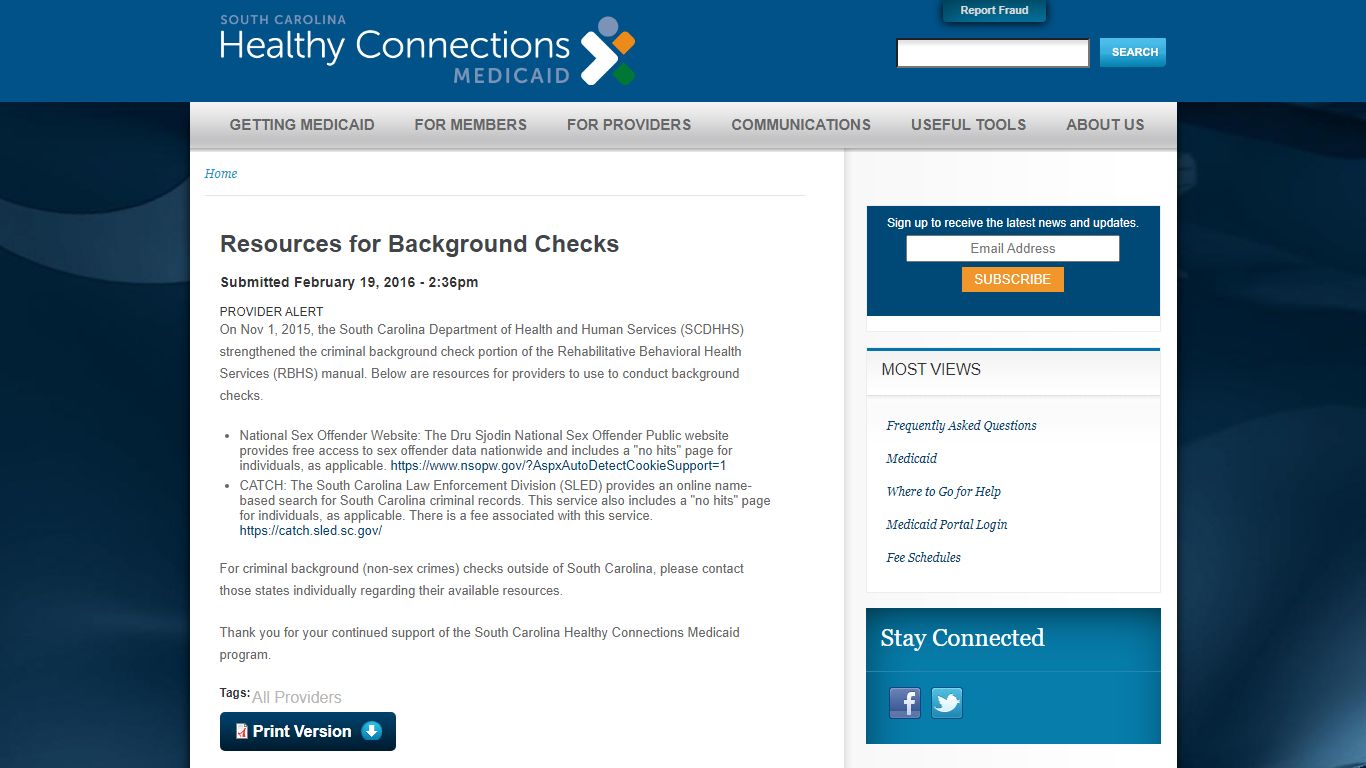 Resources for Background Checks | SC DHHS